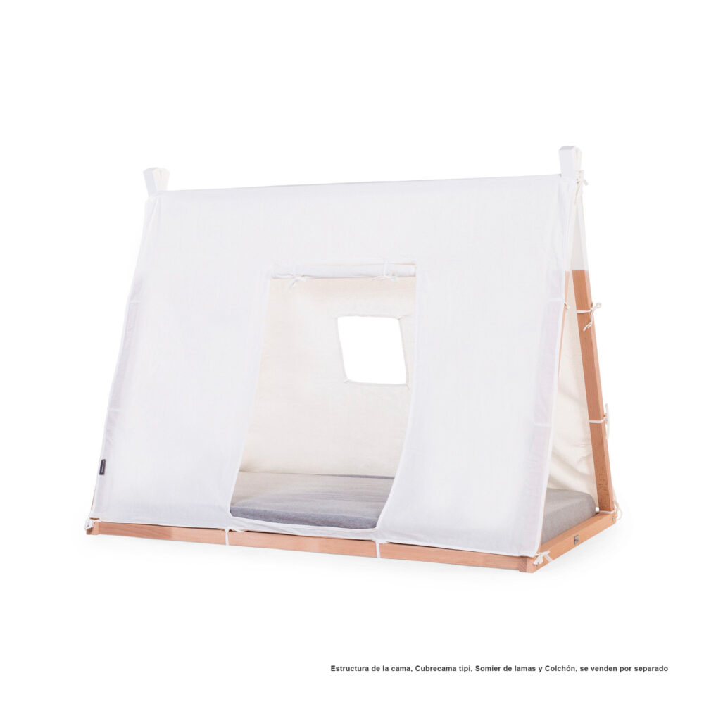 CUBIERTA DE ALGODÓN CAMA TIPI DE MADERA 140 X 70 CM COLOR BLANCO CHILDHOME