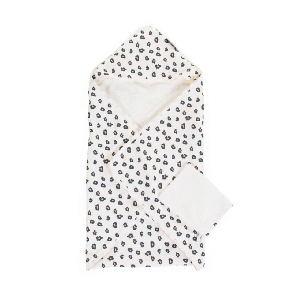 CAPA DE BAÑO Y DE CARA PARA BEBÉS DE 80 X 80 CM JERSEY LEOPARD CHILDHOME