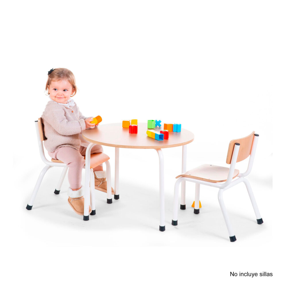 MESA REDONDA PEQUEÑA PARA NIÑOS 60 X 60 X 45 CM DE MADERA CON PATAS DE METAL CHILDHOME