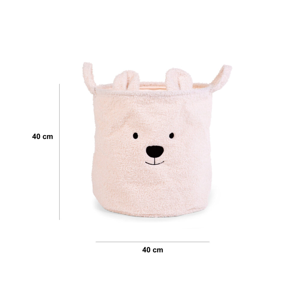 CESTA DE ALMACENAJE DE POLIÉSTER TEDDY BLANCO DE 40 X 40 X 40 CM CHILDHOME