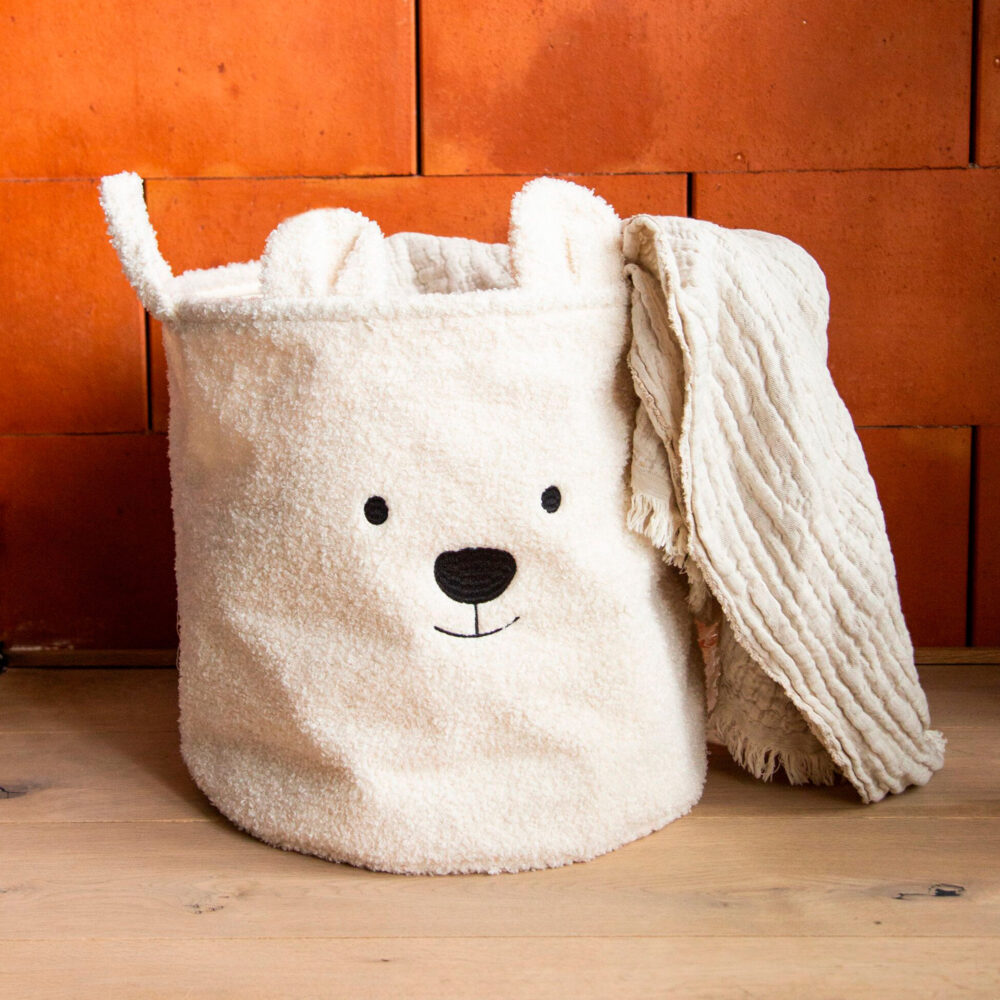 CESTA DE ALMACENAJE DE POLIÉSTER TEDDY BLANCO DE 30 X 30 X 30 CM CHILDHOME
