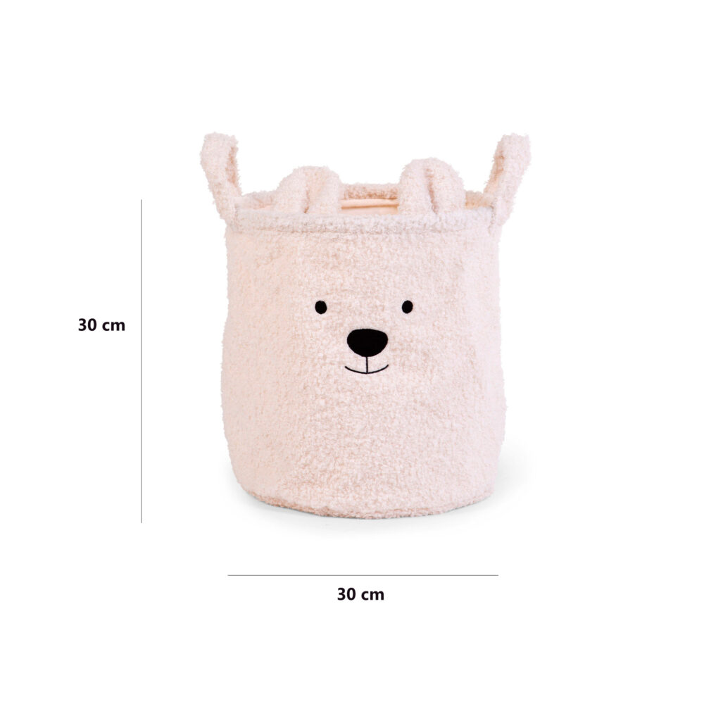 CESTA DE ALMACENAJE DE POLIÉSTER TEDDY BLANCO DE 30 X 30 X 30 CM CHILDHOME