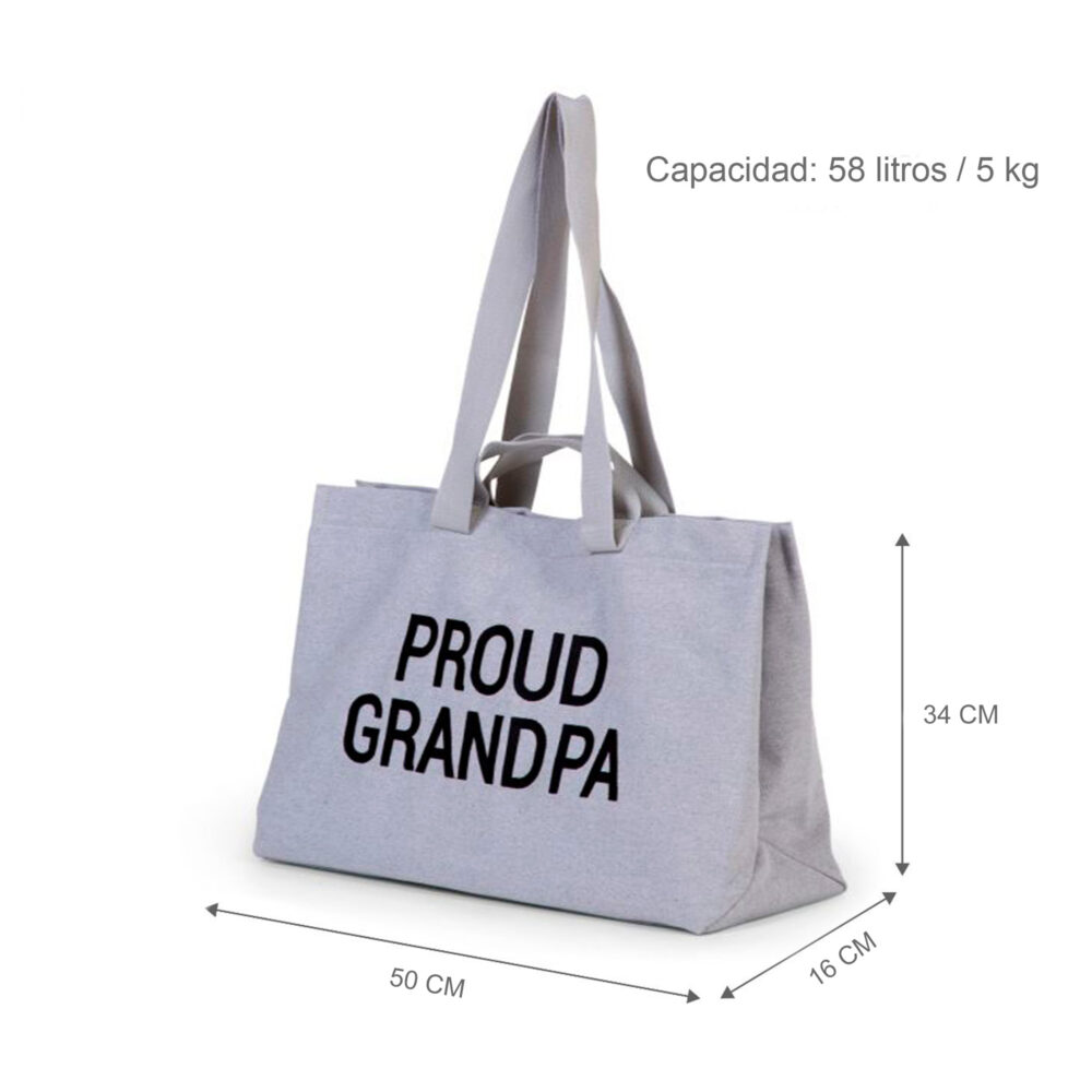BOLSO CAMBIADOR PROUD GRANDPA DE 30 LITROS LONA GRIS CHILDHOME
