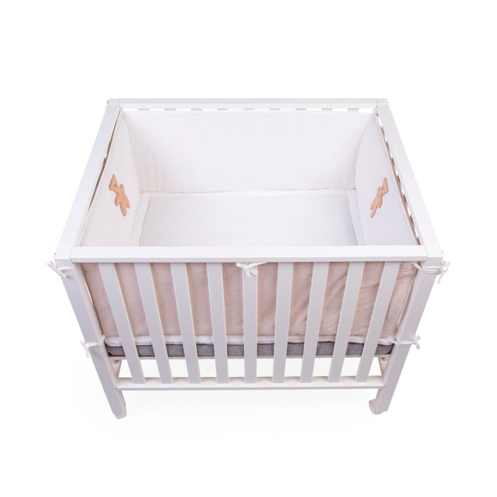 PROTECTOR DE CUNA DE 340 X 35 CM JERSEY MELANGE BEIGE / MUSELINA TEDDY CHILDHOME
