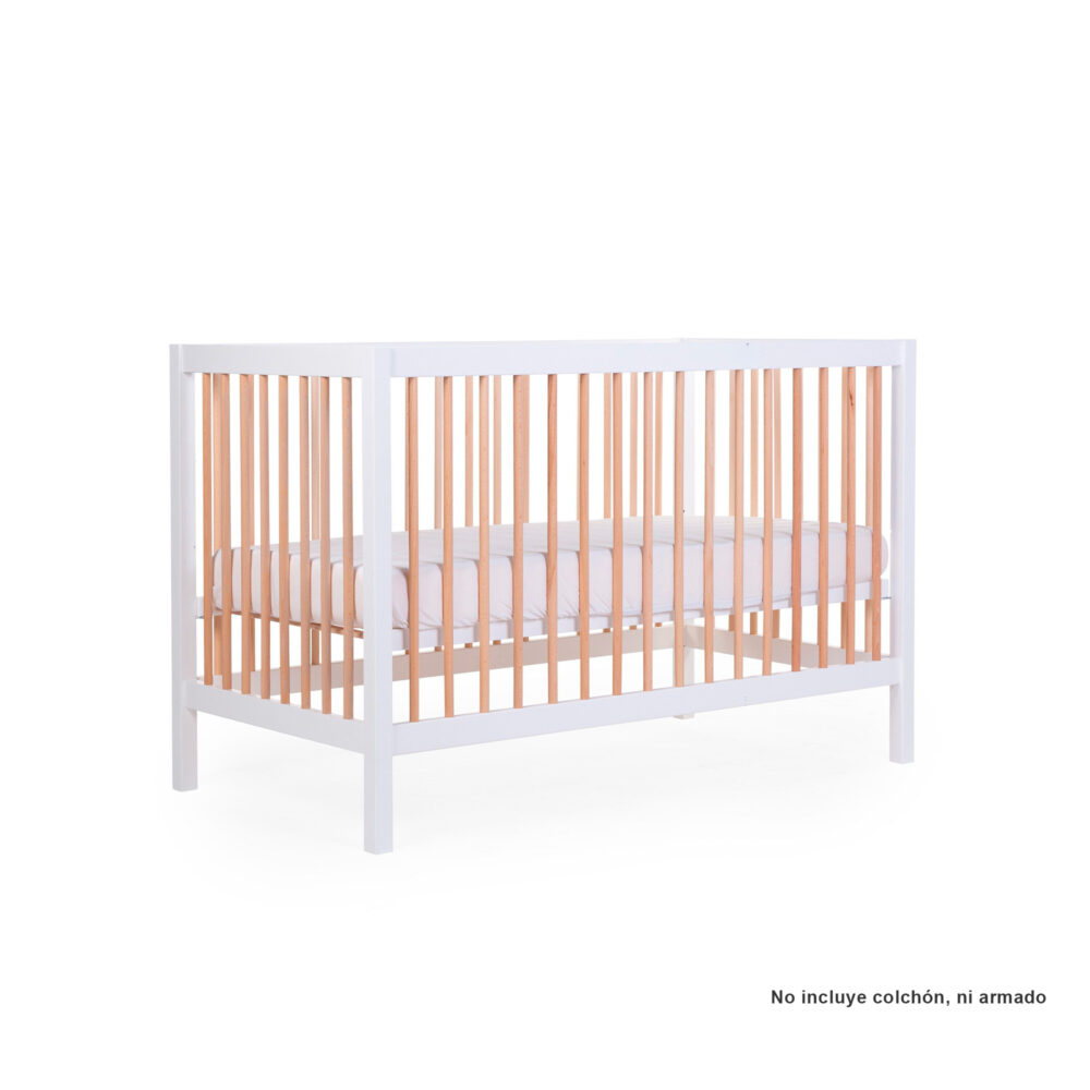 CUNA MODELO COT 97 PARA BEBÉS DE 0 A 24 MESES DE 120 X 60 CM COLOR BLANCO/NATURAL CHILDHOME