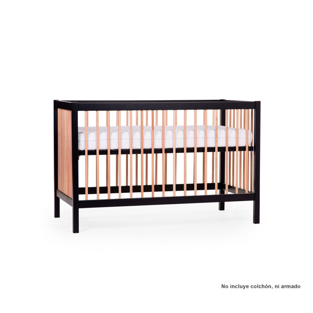 CUNA MODELO COT 97 PARA BEBÉS DE 0 A 12 MESES NEGRO NATURAL 120 X 60 CM CHILDHOME