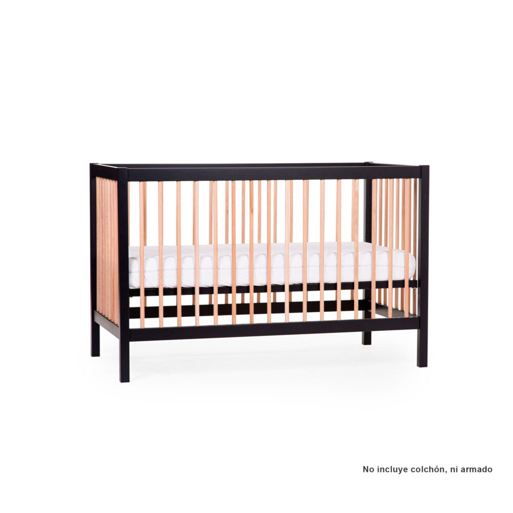 CUNA MODELO COT 97 PARA BEBÉS DE 0 A 12 MESES NEGRO NATURAL 120 X 60 CM CHILDHOME