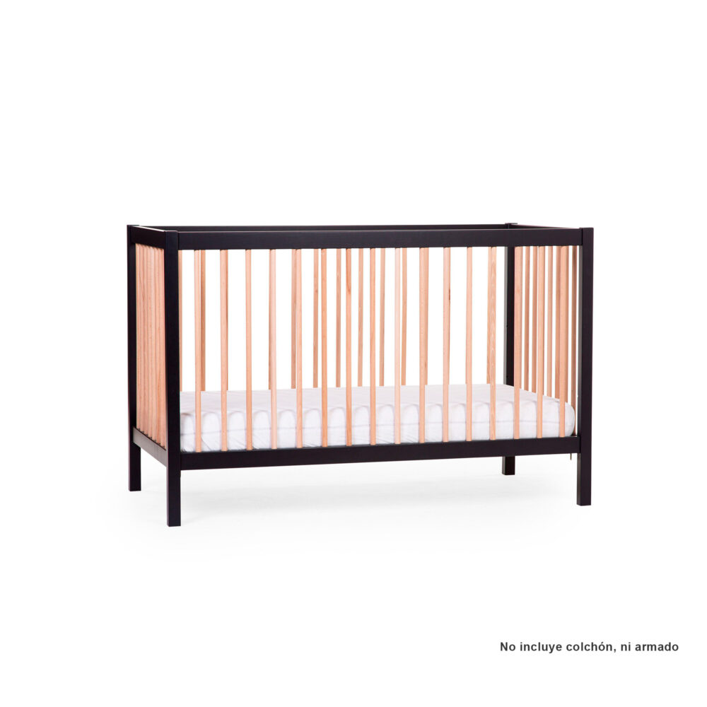 CUNA MODELO COT 97 PARA BEBÉS DE 0 A 12 MESES NEGRO NATURAL 120 X 60 CM CHILDHOME