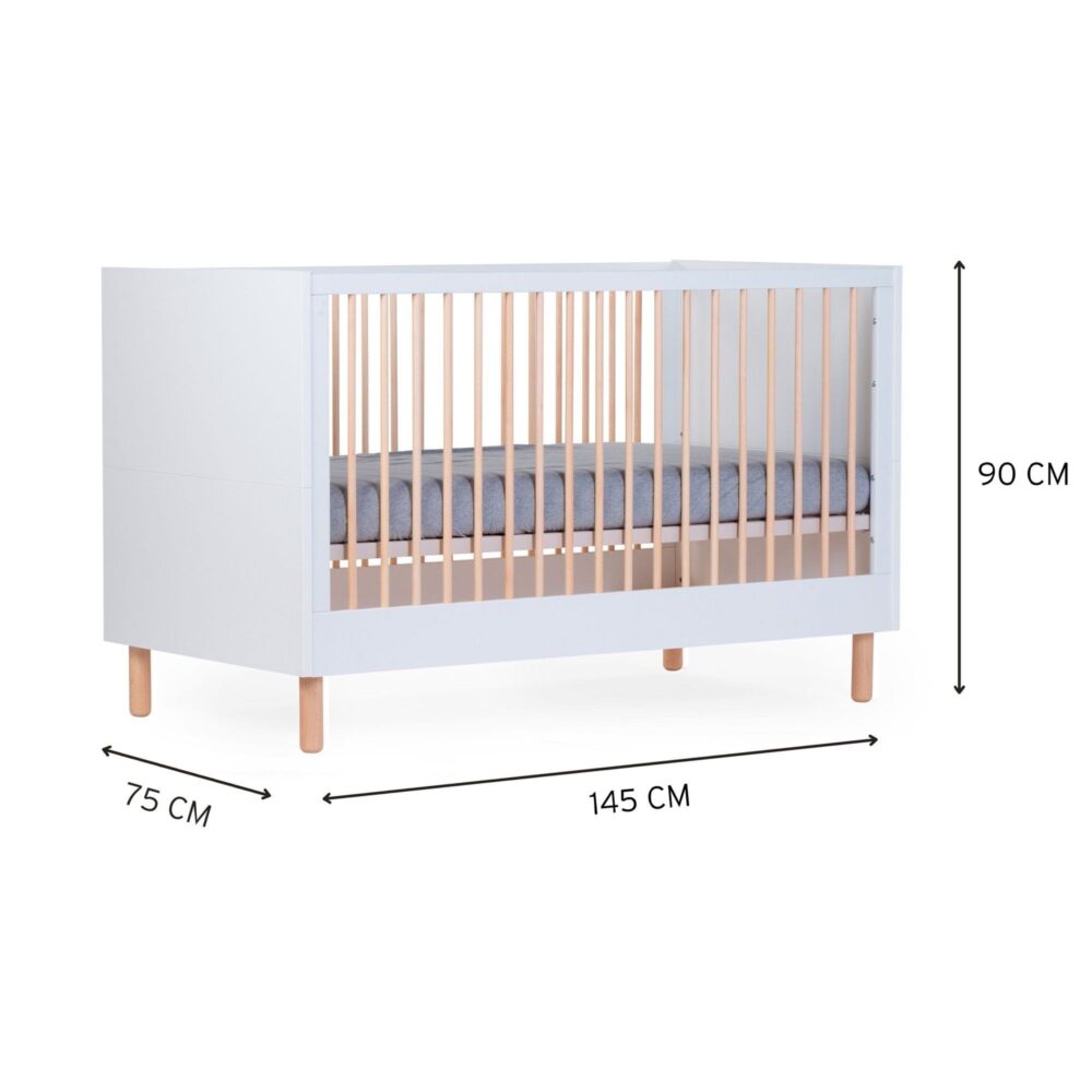 CUNA + SOMIER MODELO WONDER WHITE 140 X 70 CM CHILDHOME