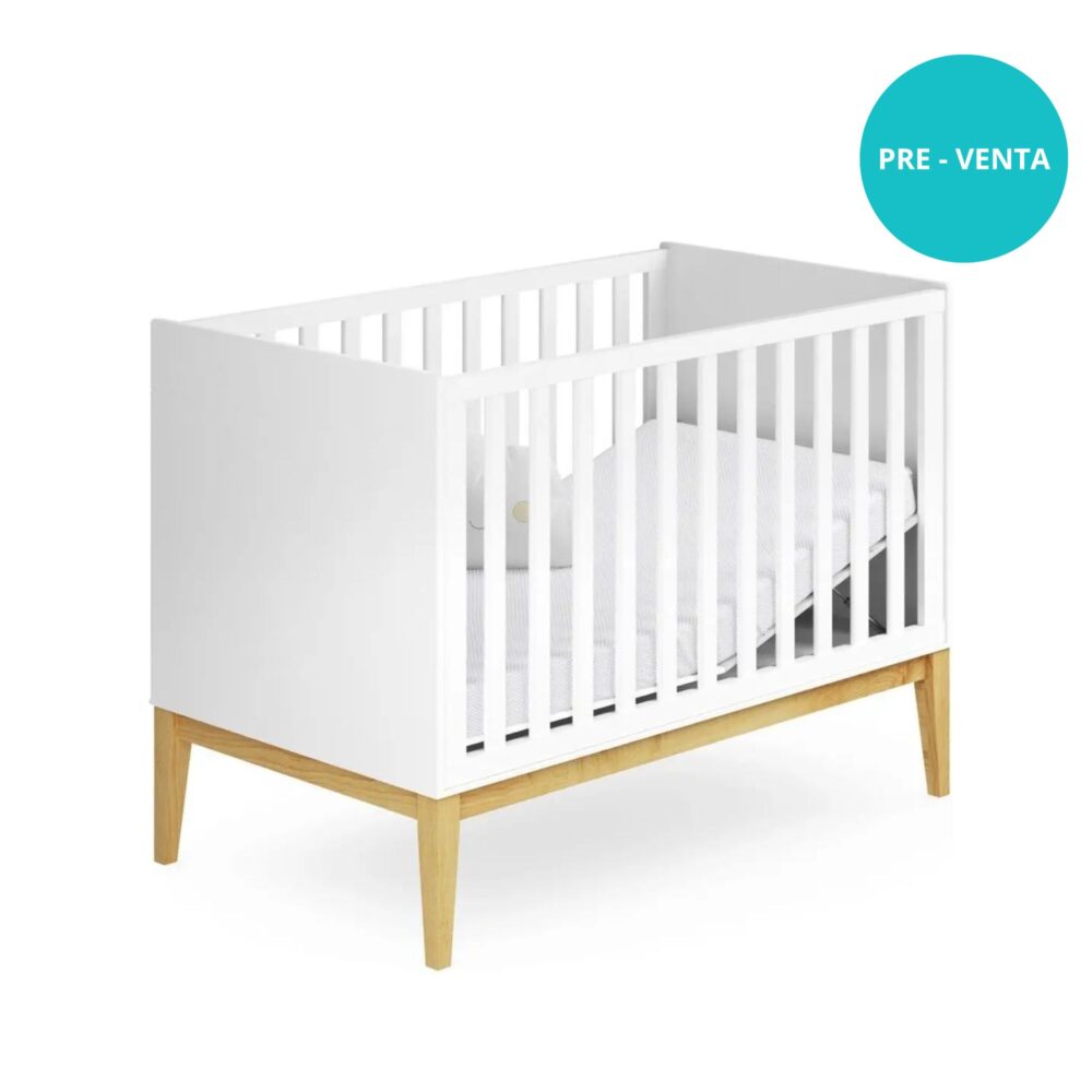 Cuna anti reflujo 2 en 1 Mod. Amor Perfecto de 130 x 70 cm color blanco satinado + 1 colchón - DIVICAR