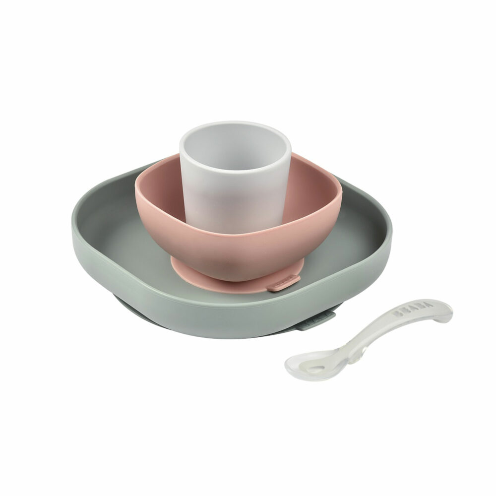 SET DE VAJILLA 4 PIEZAS DE SILICONA BEABA - VAJILLA BEABA EUCALIPTO