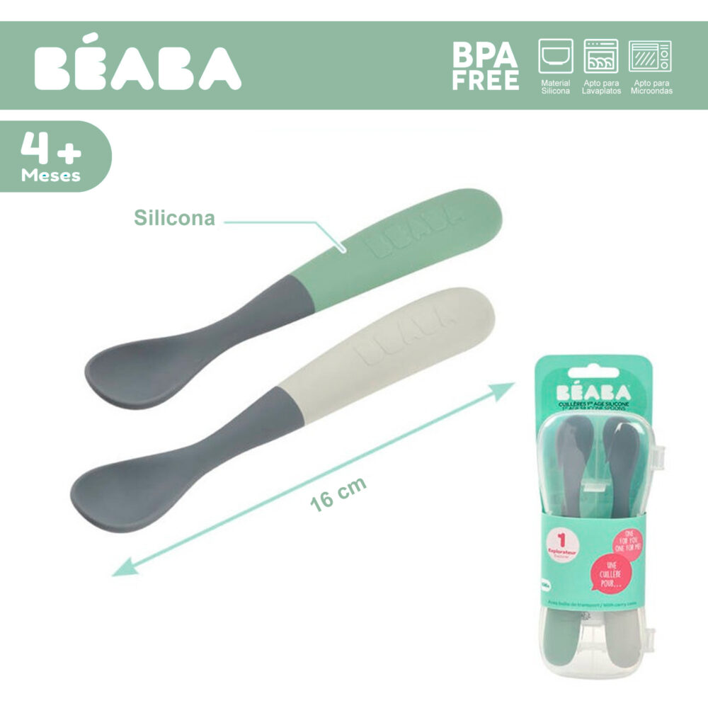SET DE 2 CUCHARAS DE SILICONA 1ERA ETAPA BEABA
