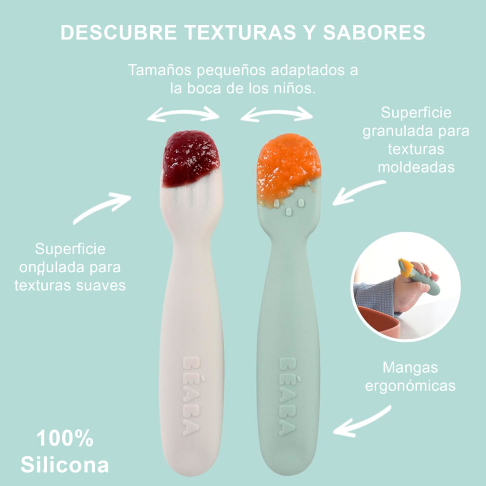 SET DE 2 CUCHARAS DE SILICONA 1ERA ETAPA BEABA