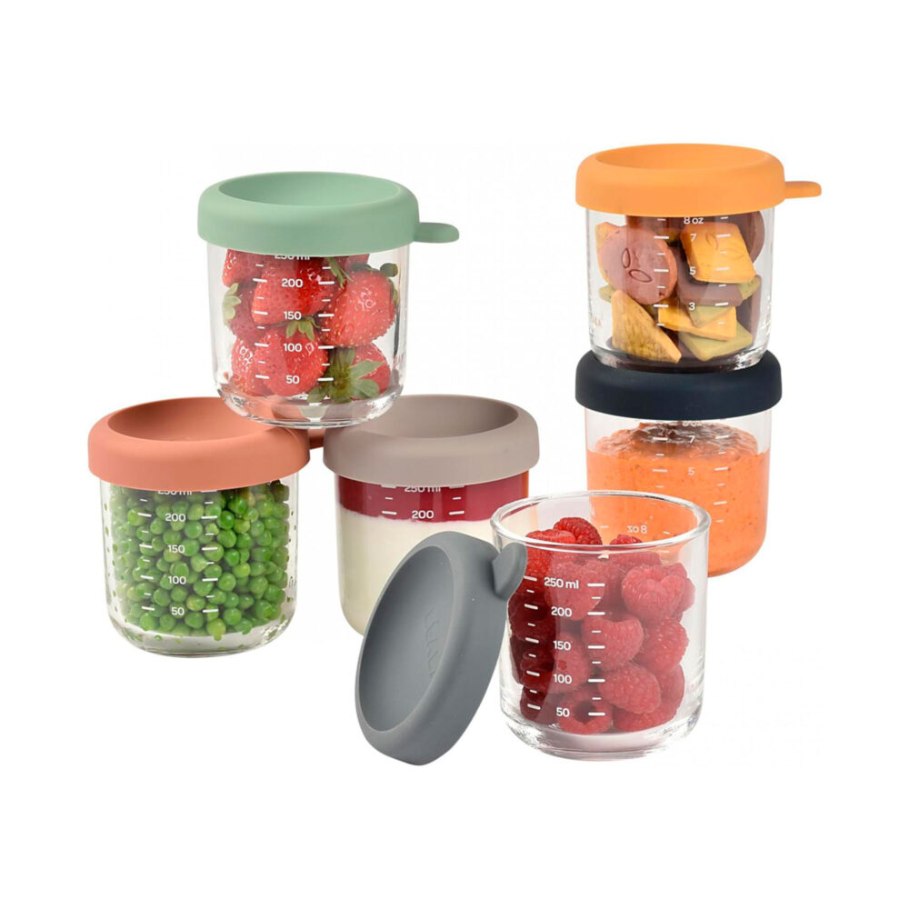 SET DE 6 FRASCOS DE VIDRIO PARA CONSERVAR ALIMENTOS DE 250 ML BEABA