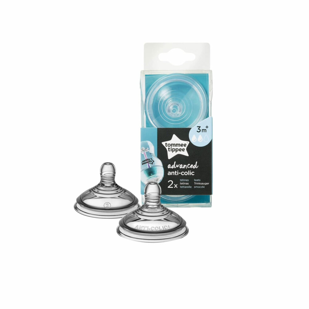 SET DE 2 TETINAS FLUJO MEDIO PARA BIBERÓN ANTICÓLICOS AVANZADO TOMMEE TIPPEE