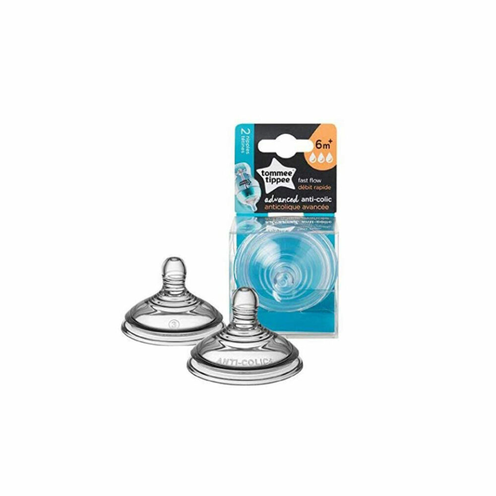 SET DE 2 TETINAS FLUJO RÁPIDO PARA BIBERÓN ANTICÓLICOS AVANZADO TOMMEE TIPPEE