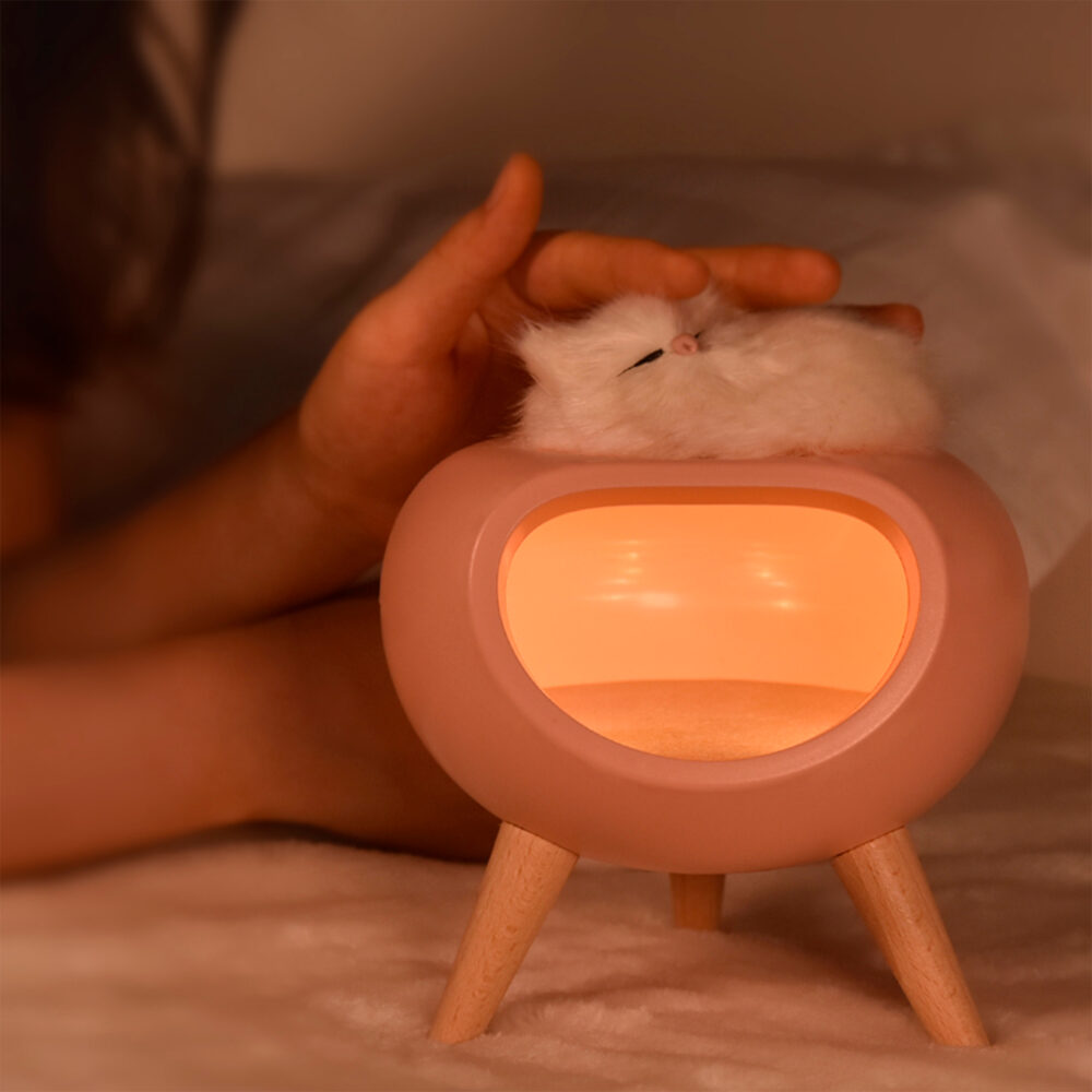 LÁMPARA LED CAT HOUSE MOOD LIGHT COLOR ROSADO IMAGEN CASA