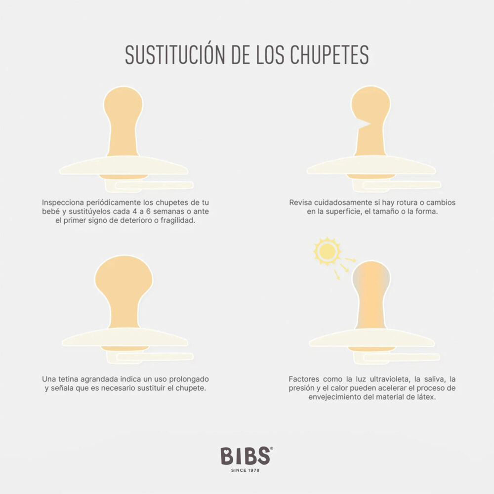 PACK DE 2 CHUPONES DE CAUCHO NATURAL USO 0 - 6 MESES TALLA 1 BIBS