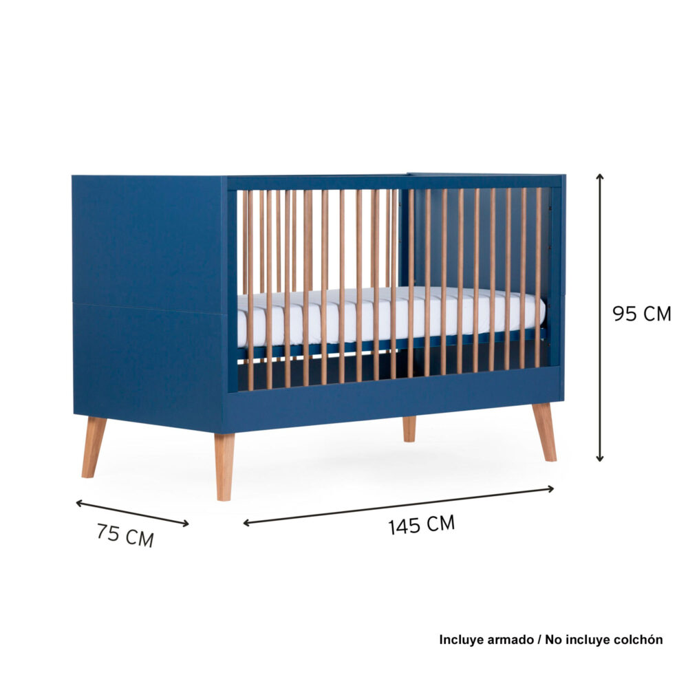 CUNA + SOMIER MODELO BOLD BLUE 140 X 70 CM CHILDHOME