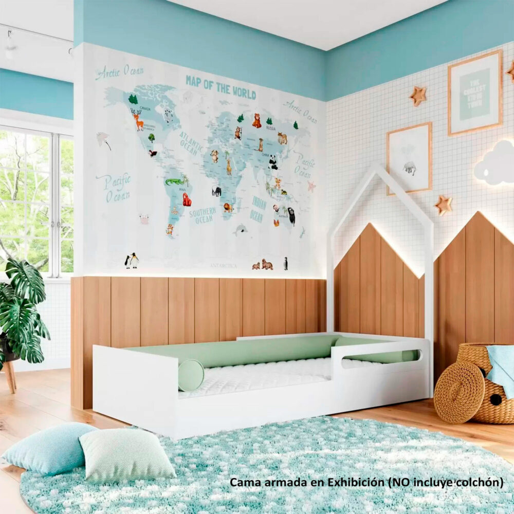 CAMA MODELO MONTESSORIANA 161 X 195 X 96 CM COLOR BLANCO DIVICAR