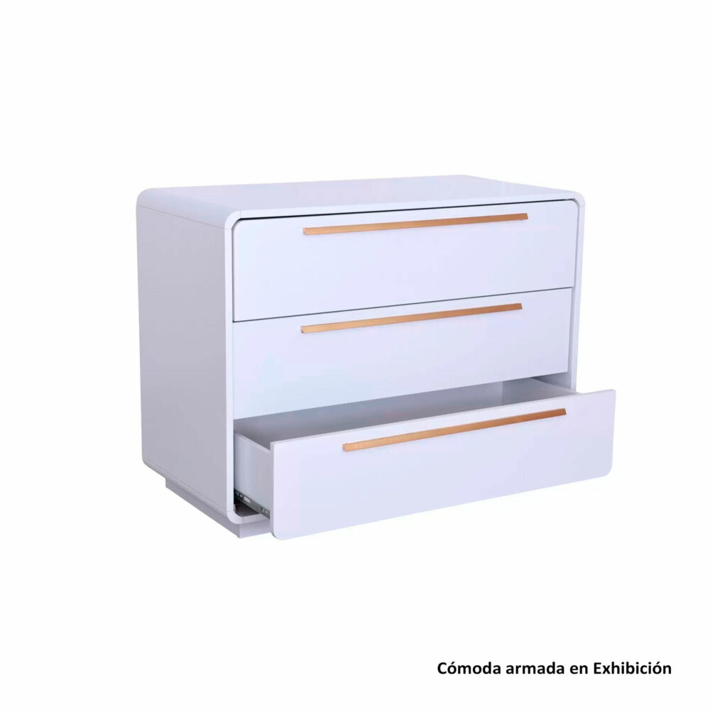 CÓMODA 3 CAJONES COLOR BLANCO MODELO WAVE 107 X 82 X 52 CM DIVICAR
