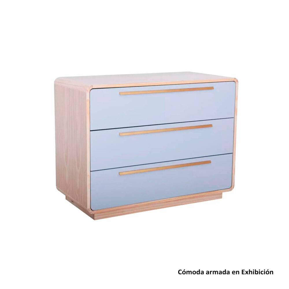 CÓMODA 3 CAJONES COLOR NATURAL CON BLANCO MODELO WAVE 107 X 82 X 52 CM DIVICAR