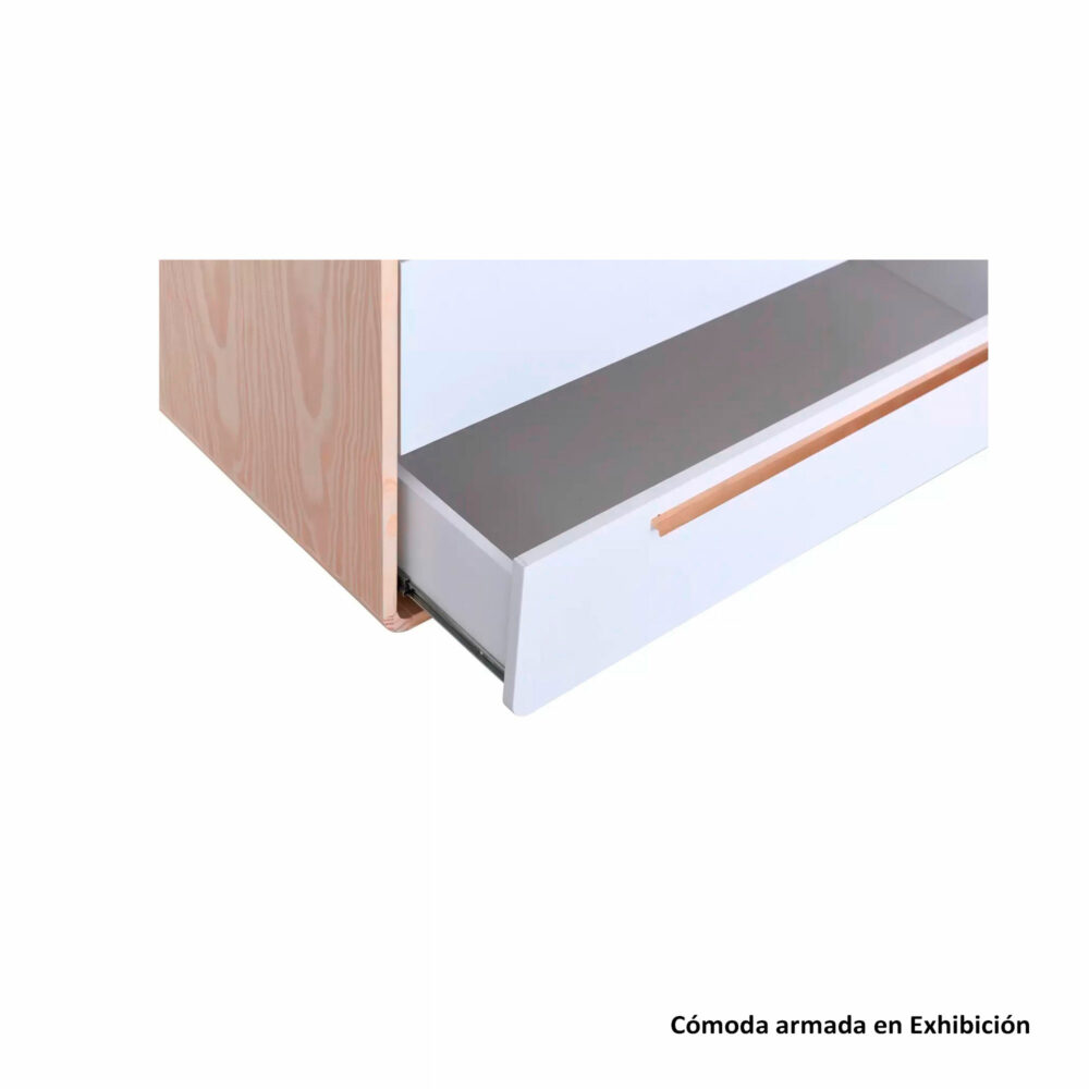 CÓMODA 3 CAJONES COLOR NATURAL CON BLANCO MODELO WAVE 107 X 82 X 52 CM DIVICAR