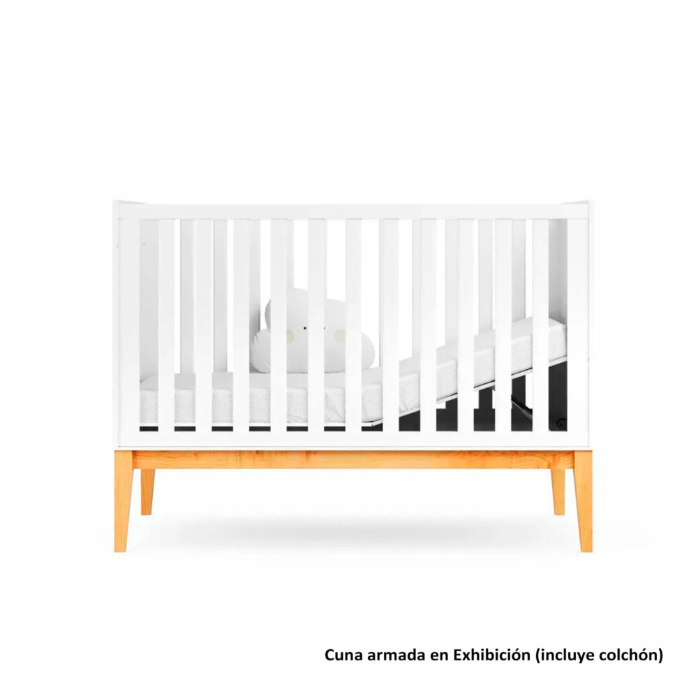 Cuna anti reflujo 2 en 1 Mod. Amor Perfecto de 130 x 70 cm color blanco satinado + 1 colchón - DIVICAR