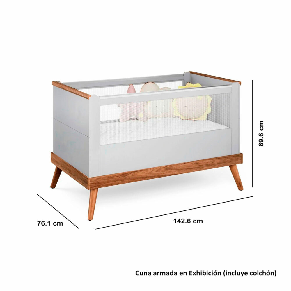 CUNA ANTI REFLUJO MODELO NINAR 142 X 76 CM COLOR GRIS DIVICAR