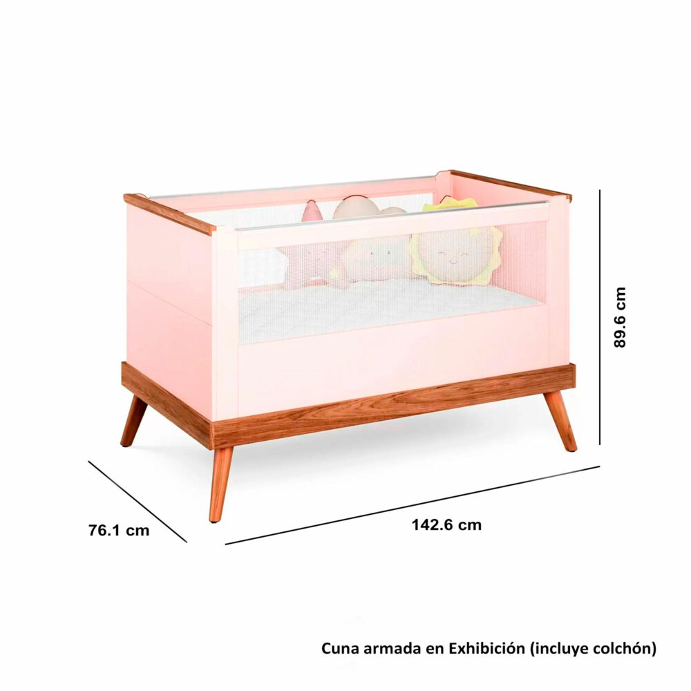 CUNA ANTI REFLUJO MODELO NINAR 142 X 76 CM COLOR ROSADO DIVICAR