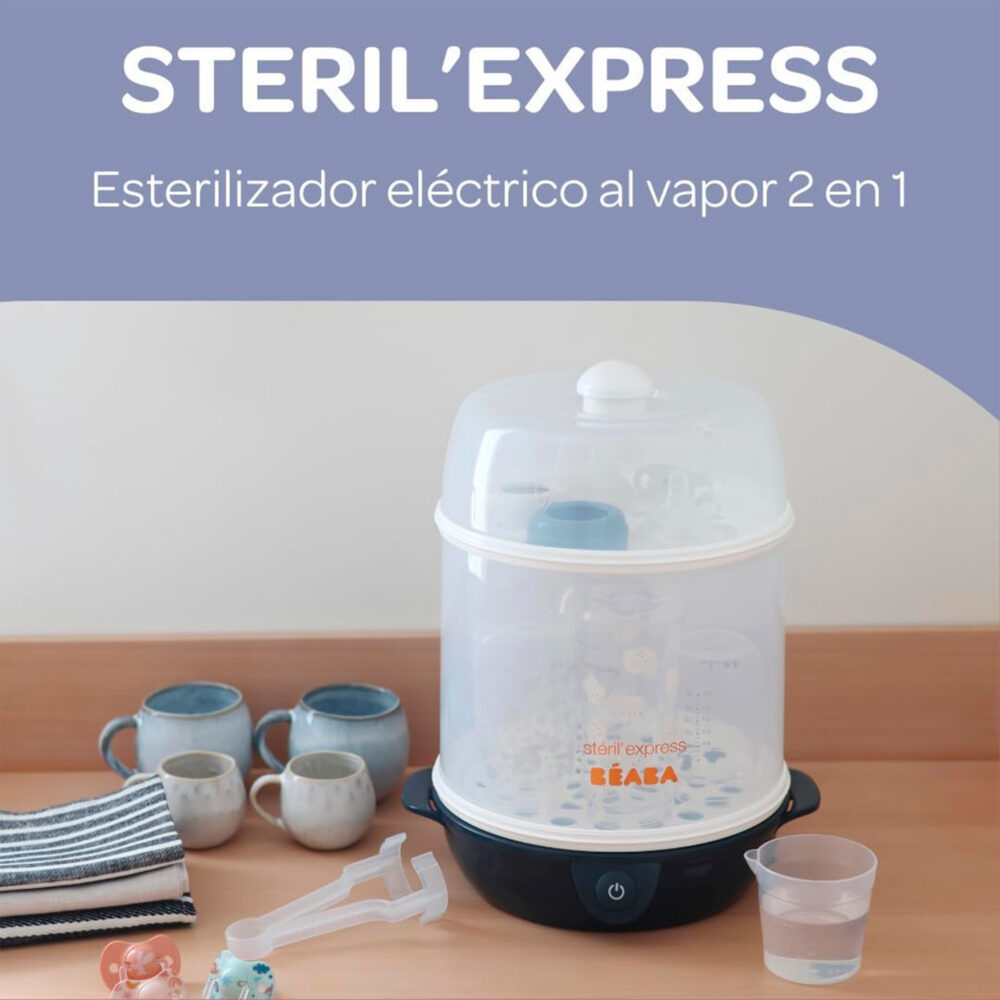 ESTERILIZADOR ELÉCTRICO PARA BIBERONES STERIL EXPRESS NIGHT BLUE BEABA