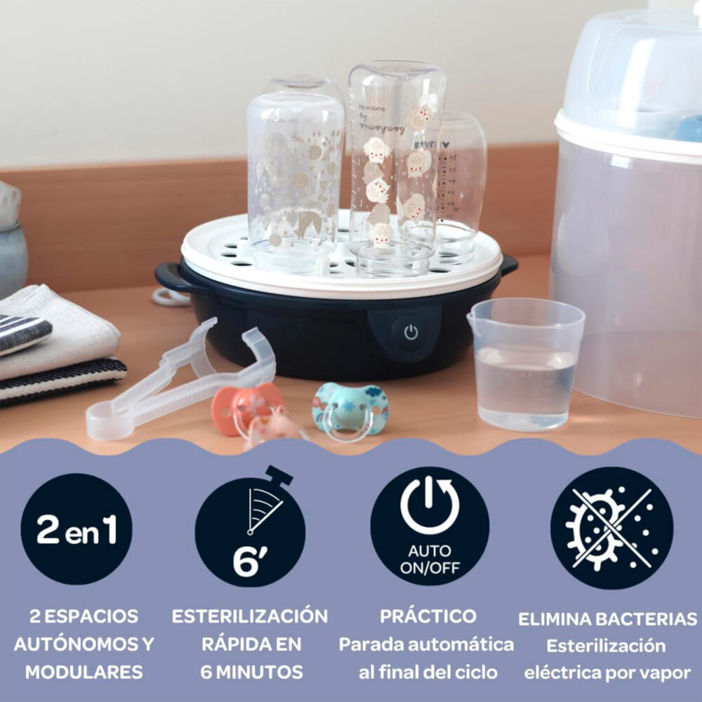 ESTERILIZADOR ELÉCTRICO PARA BIBERONES STERIL EXPRESS NIGHT BLUE BEABA