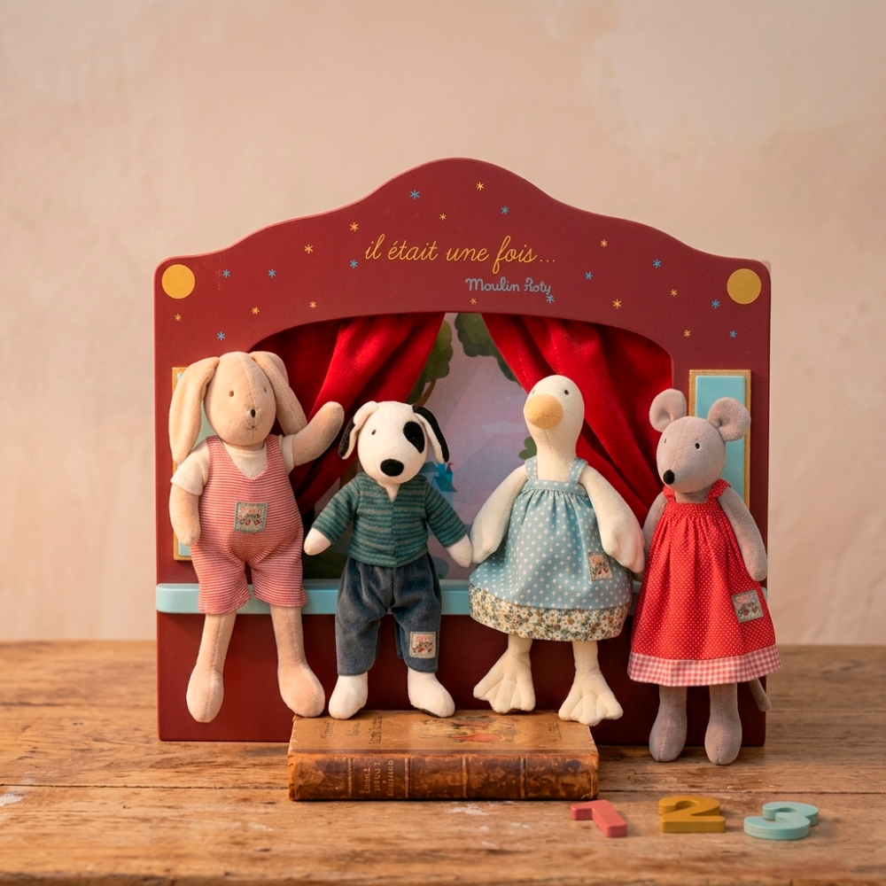 TEATRO PEQUEÑO PARA MARIONETAS DE MADERA 43,5 x 19 x 40 CM COLECCIÓN ÉRASE UNA VEZ