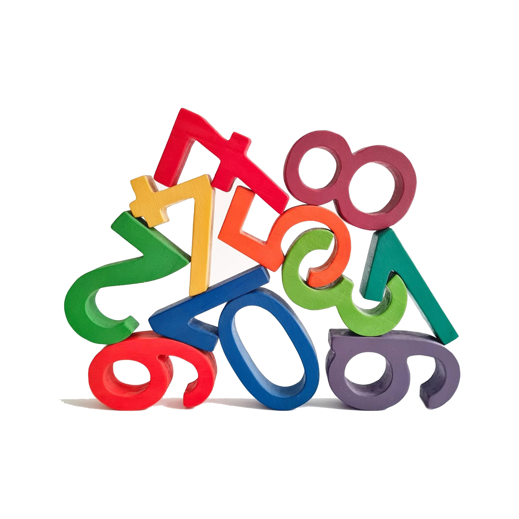 SET DEL 1 AL 10 NÚMEROS DE MADERA ENCAJABLE COLORES ARCOIRIS EDUPLAY