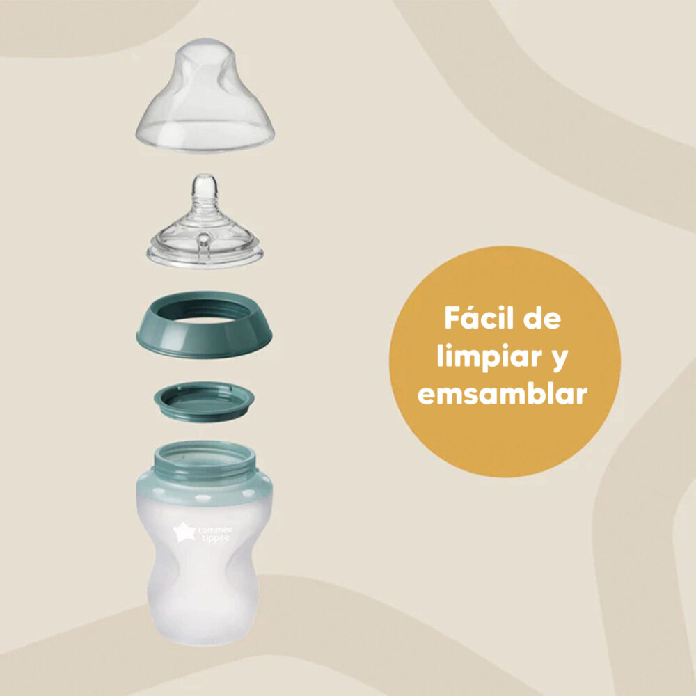 SET DE 2 BIBERONES DE SILICONA ANTICÓLICOS DE 5 ONZAS NATURAL STAR TOMMEE TIPPEE