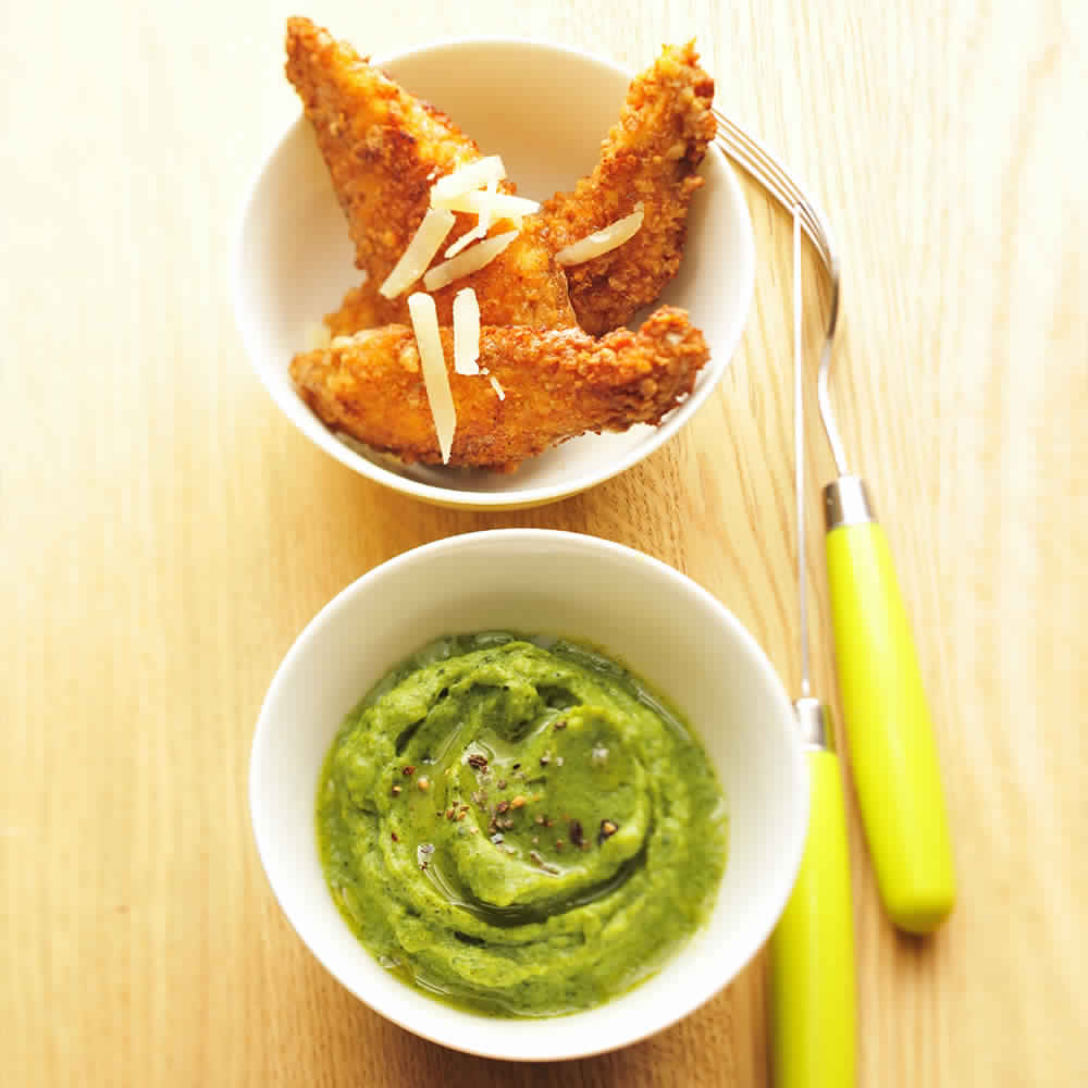 pollito crujiente pure brocoli