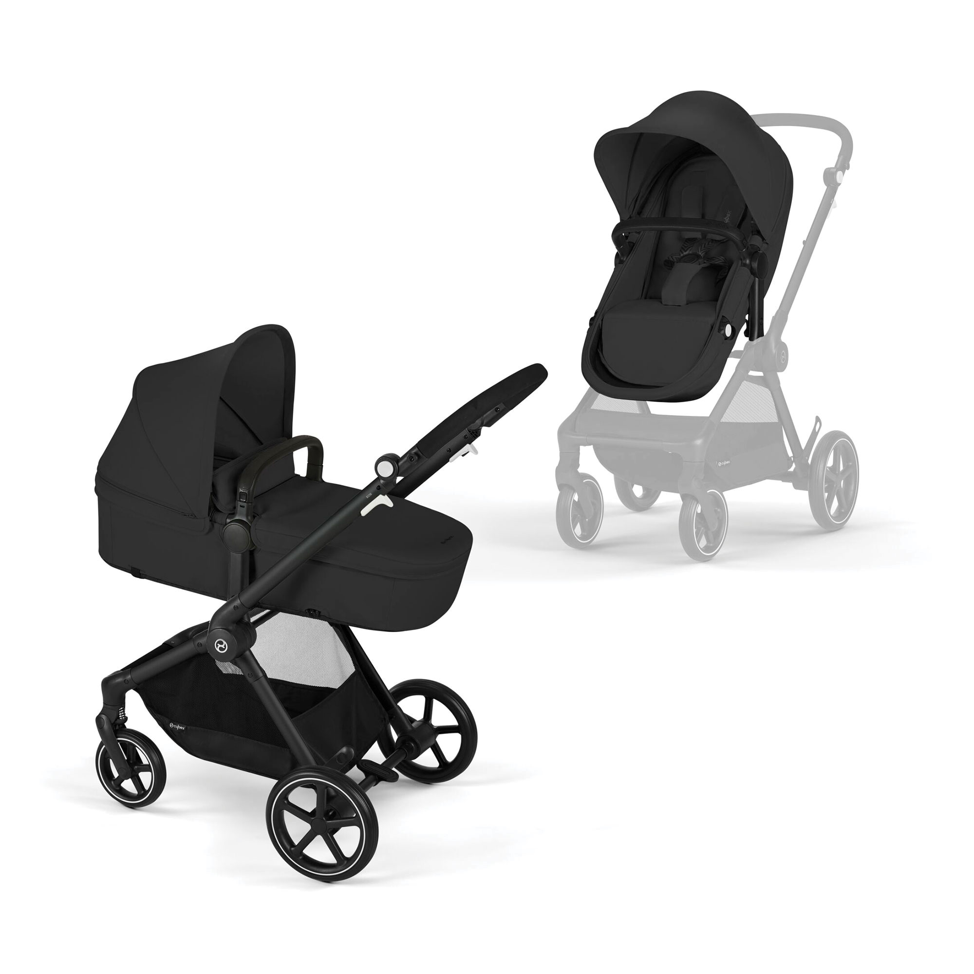 PACK COCHE MODELO EOS BLK 2 EN 1 + CARSEAT ATON G CON SENSORSAFE + ADAPTADOR CYBEX