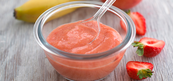 Papilla de Fresas y Plátano