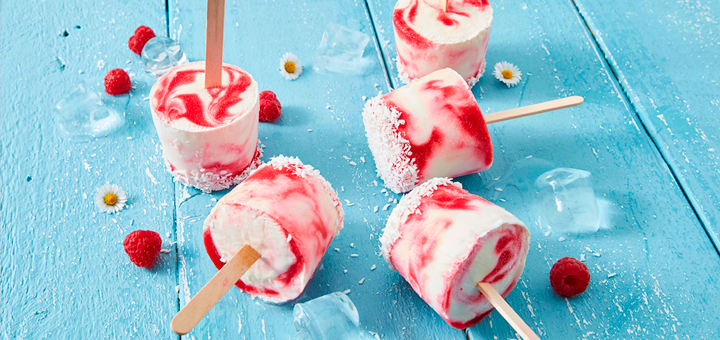 Paletas de Frambuesa y Coco