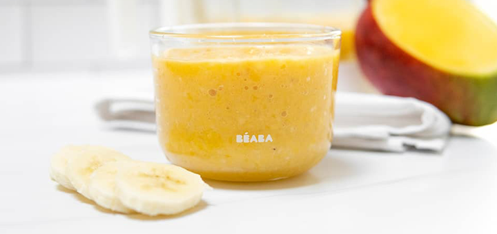 Puré de Mango, Plátano y leche de Coco