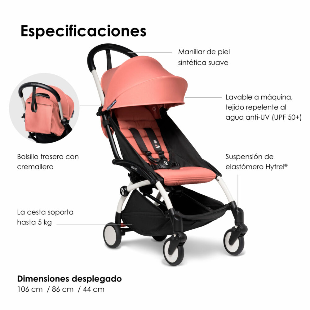 COCHE YOYO² CHASIS BLANCO TEXTIL 2DA ETAPA DE 6 MESES A 4 AÑOS