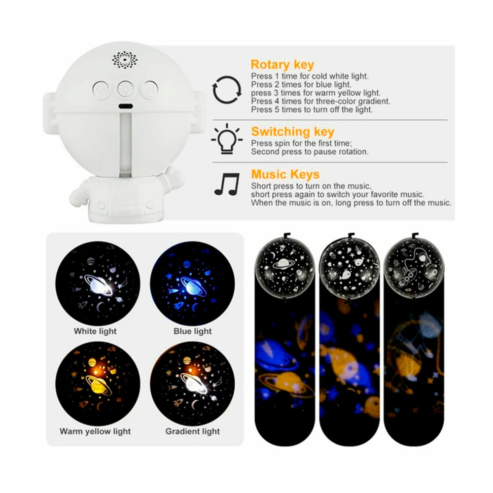 LÁMPARA LED PROYECTOR ASTRONAUTA COLOR ROSADO IMAGEN CASA