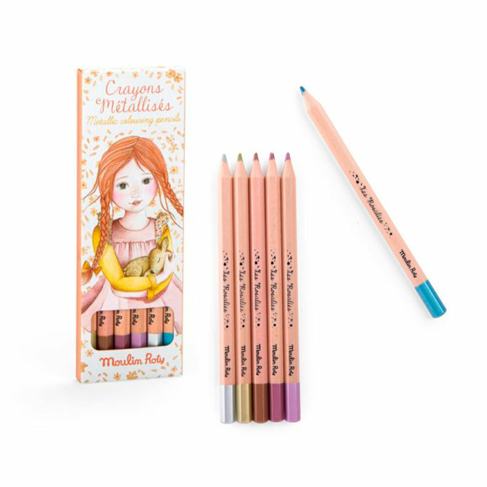 SET DE 6 LÁPICES DE COLORES DE BRILLO METÁLICO COLECCIÓN LES ROSALIES