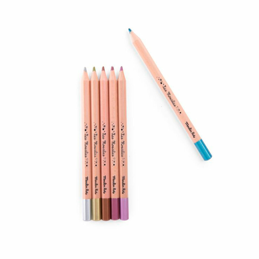SET DE 6 LÁPICES DE COLORES DE BRILLO METÁLICO COLECCIÓN LES ROSALIES