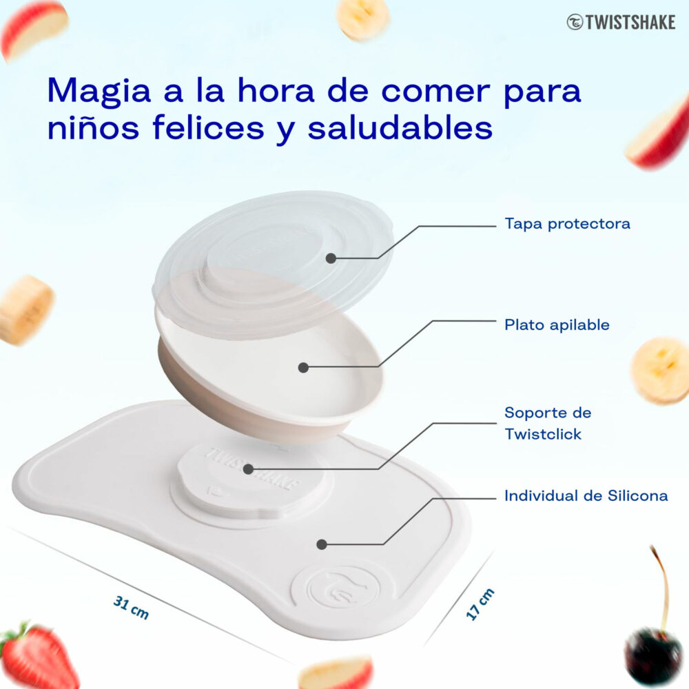 INDIVIDUAL DE SILICONA + PLATO TWISTCLICK ANTIDESLAZANTE TWISTSHAKE
