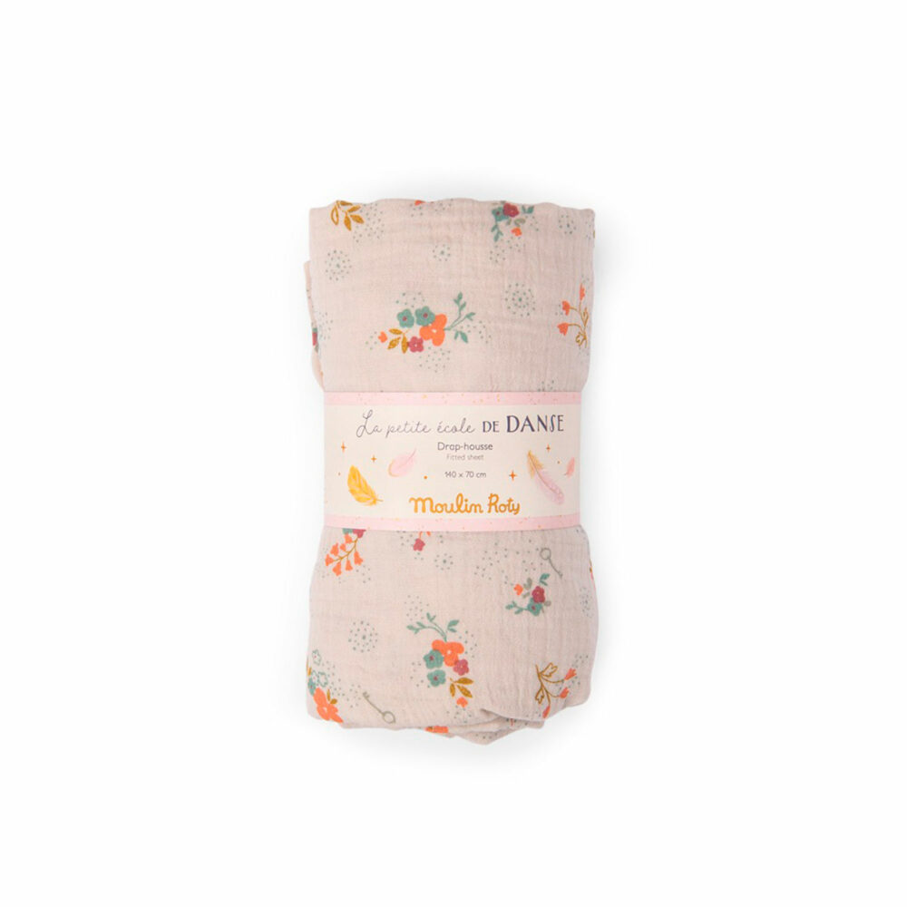 SÁBANA BAJERA DE ALGODÓN PARA CUNA 70 X 140 CM COLECCIÓN LE PETITE ECOLE DE DANSE