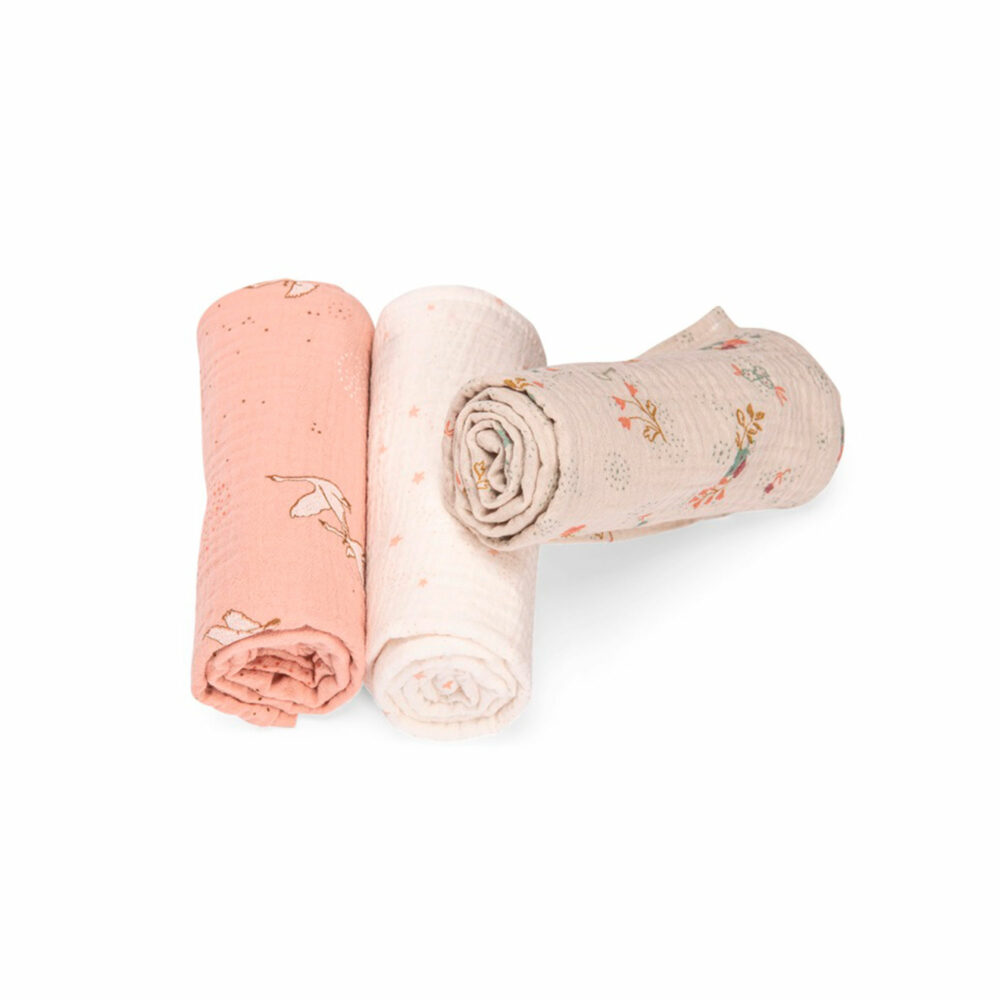 SET DE 3 MUSELINAS ESTAMPADO DE 70 X 70 CM COLECCIÓN LE PETITE ECOLE DE DANSE