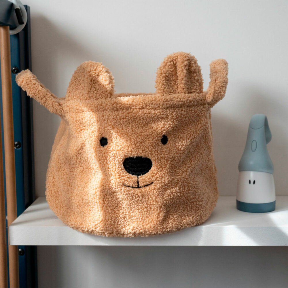 CESTA DE ALMACENAJE DE POLIÉSTER TEDDY MARRÓN DE 20 X 20 X 25 CM CHILDHOME