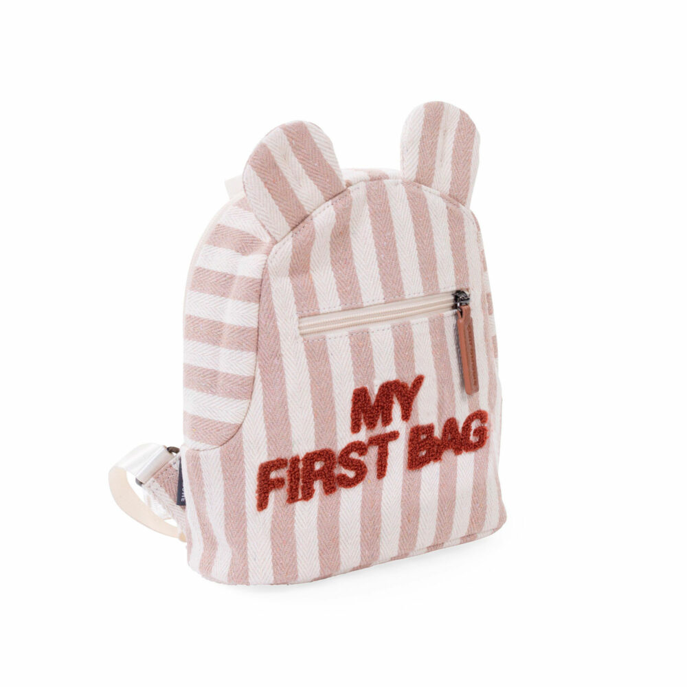 MOCHILA PARA NIÑOS DE LONA MY FIRST BAG RAYAS NUDE CHILDHOME