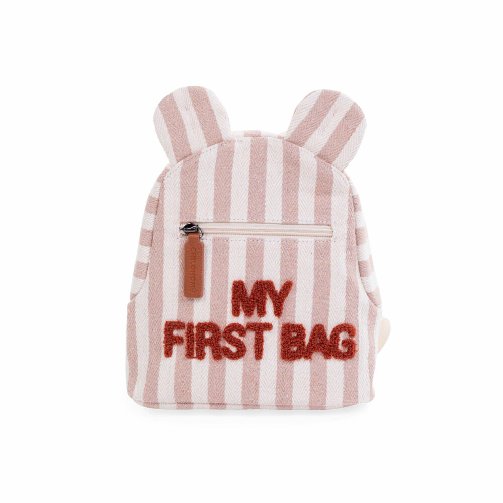 MOCHILA PARA NIÑOS DE LONA MY FIRST BAG RAYAS NUDE CHILDHOME